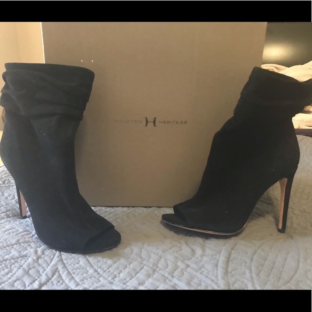 Halston Heritage black suede bootie